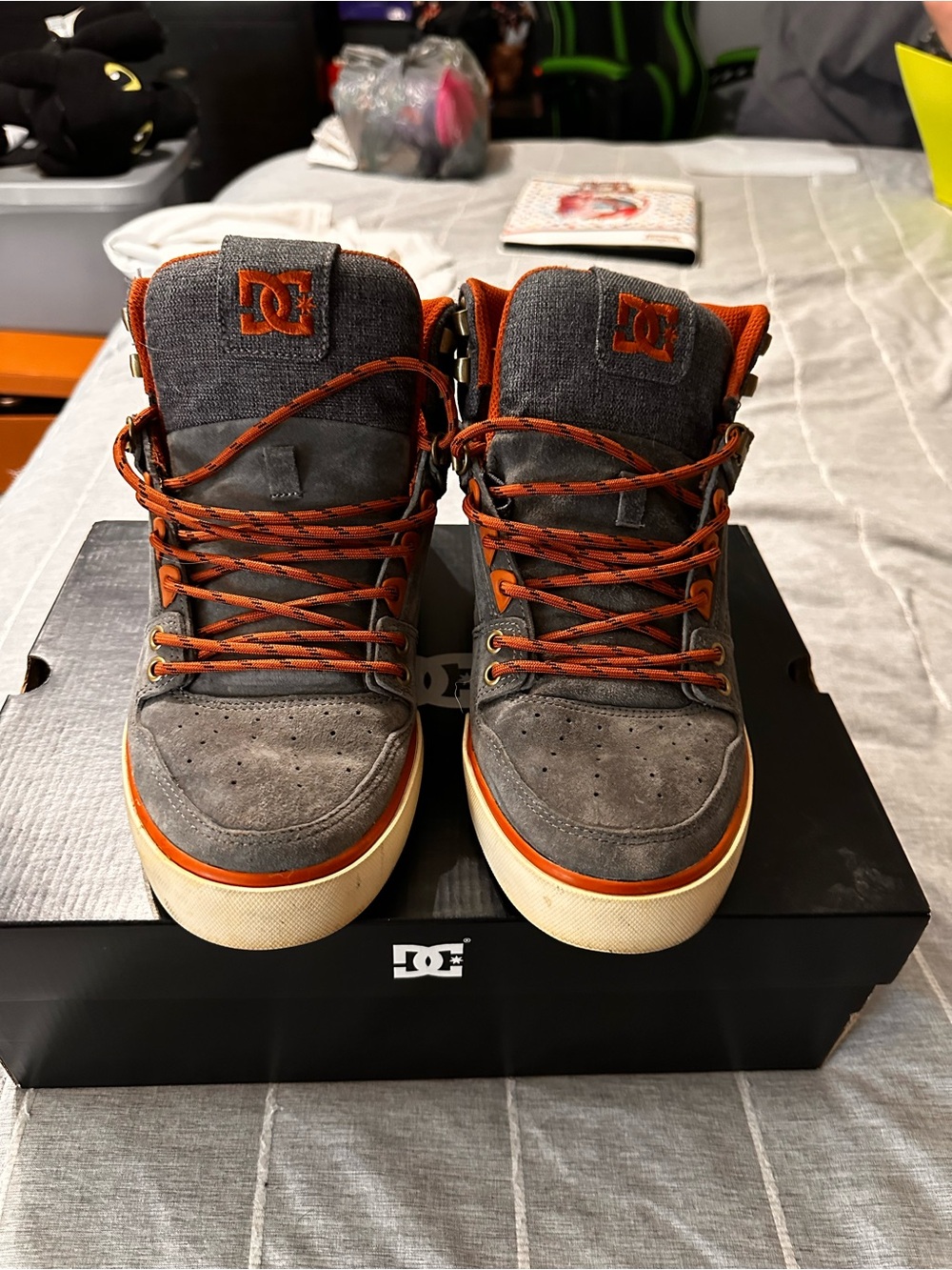 DC Gray and Orange High-Top Sneaker Boots